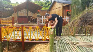 Building Bamboo Floor and Surrounding Fence --Off Grid Cabin Was Built by ONE WOMAN