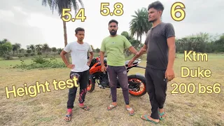 Ktm duke 200 bs6 height test || 5.4 vs 5.8 vs 6 || perfect height 😱😱￼