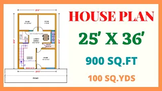 25 * 36 house plan II 900 sqft house plan II 25 X 36 GHAR KA NAKSHA || 25 x 36 modern house plan