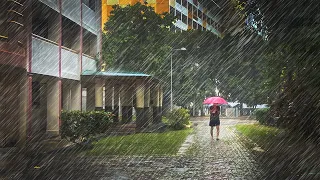 ABANDONED RUIN GHOST TOWN IN SINGAPORE :RAIN WALKING TOUR ASMR : HDB ESTATE TANGLIN HALT GREEN 廃墟