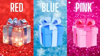 Choose your gift 🎁💝✨️🤮|| 3 gift box challenge Red, Blue and pink #giftboxchallenge #quizchallenge