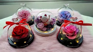 Petite Personalised LED Preserved Flowers Dome