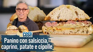 Panino con salsiccia, crema di caprino, patate e cipolle - Si fa così | Chef BRUNO BARBIERI