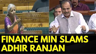 Finance Minister Nirmala Sitharaman Takes A Jibe At Congress's Adhir Ranjan Chowdhury In Lok Sabha