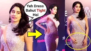 Jhanvi Kapoor Uncomfortable In Dress At Filmfare Glamour & Style Awards 2019