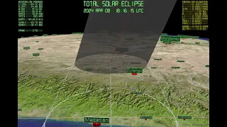 Virtual 2024 April 08 Total Solar Eclipse Flight Path