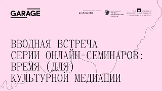 Серия онлайн-семинаров: Время (для) культурной медиации. Вводная встреча