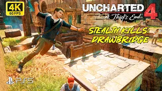 UNCHARTED 4 (STEALTH KILLS DRAWBRIDGE) [4K UHD 60FPS] Gameplay PS5 #unchartedgameplay #ps5