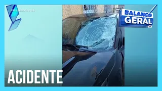 Imagem mostra como ficou carro que atingiu Kayky Brito após acidente no Rio