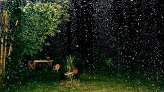 The sound of rain without thunder in the night. 10 hours of downpour for sleeping