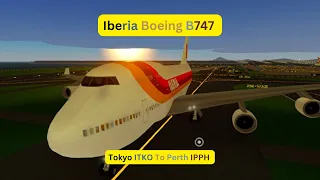 Back Flight From Larger Airport To Empty Airport With Iberia Boeing B747 Tokyo ITKO To Perth IPPH