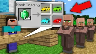 Minecraft NOOB vs PRO: WHY NOOB SELL RAREST CAR ALL THIS VILLAGERS? Challenge 100% trolling