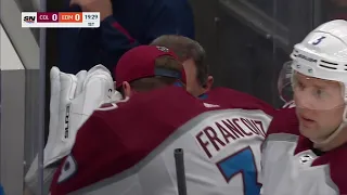 Avalanche Goalie, Pavel Francouz got hit by a puck right in the face area
