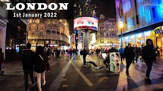 London's West End New Year Walk - 1st January 2022 | London Night Walk [4K]