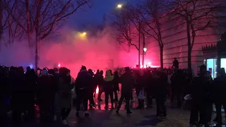 Cortège des ultras en direction du stade pour PSG-Real (6 mars 2018, Paris, France)