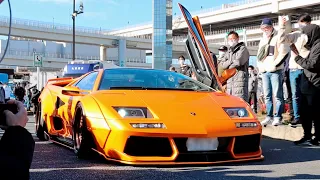 【新春大黒に集結!!】爆音スーパーカーが首都高に向け加速!!(1080p/60fps)/New year supercar meeting in japan!!