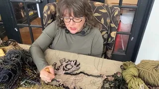 Thursday Live, Hooking with velvet, a beautiful letter, drawing patterns and framing a rug.