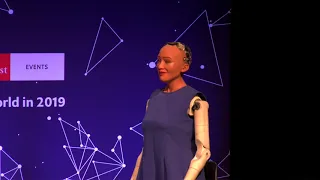 Sophia by Hanson Robotics Limited at The World in 2019 Gala Dinner Athens