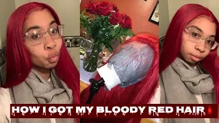 HOW TO WATERCOLOR RED HAIR 🩸 | HONEY BLONDE TO CRIMSON RED | FT. YOLISSA HAIR