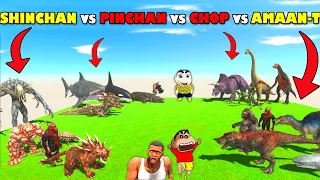 SHINCHAN vs PINCHAN vs CHOP vs AMAAN-T in ANIMAL REVOLT BATTLE SIMULATOR Dinosaur Game | AMAN-YT