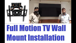 How to wall Mount 55 inch TV Dual Arm Full Motion TV Wall TV Mount Installation for 55 inch TVs
