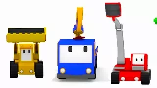 Build a FILM STUDIO with the Tiny Trucks: bulldozer, crane, excavator , Educational cartoon for kids