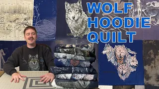 Quilt Made of SWEATSHIRTS! Wolf Quilt made out of hoodies (distressed with bleach)