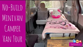 No-Build Minivan Camper Van Tour 13 / Minimalist setup #vanlife #campervan #toyota #toyotasienna