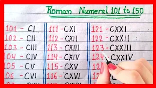 Roman numbers 101 se 150 tak || roman number 101 to 150