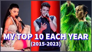 MY TOP 10 BY YEAR (2015-2023) | Eurovision Song Contest