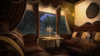 Royal Carriage Travel Through the Forest During Heavy Rain / Relaxing Music & Carriage Ambience ASMR