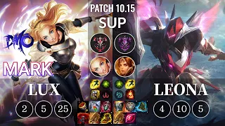 DMO Mark Lux vs Leona Sup - KR Patch 10.15