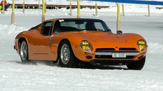 1968 Bizzarrini 5300 GT Strada Racing on Snow - Startup, Sound, Driving