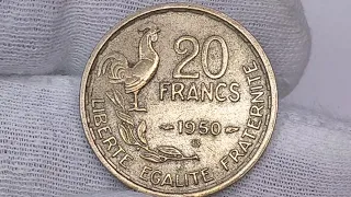 20 франков 1950 года. Франция. Гальский петух.
