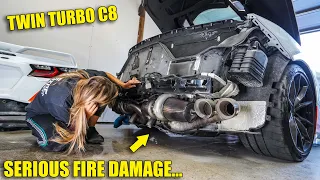 Assessing the DAMAGE on my Twin Turbo C8 Corvette that Caught Fire... worse than we thought...