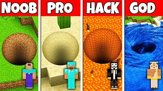 Minecraft Battle: NOOB vs PRO vs HACKER vs GOD! ROUND TUNNEL BASE HOUSE BUILD CHALLENGE in Minecraft