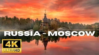 Flying Over Moscow Russia (4K UHD) - Scenic Relaxation Film with Calming Music - 4K Video Ultra HD