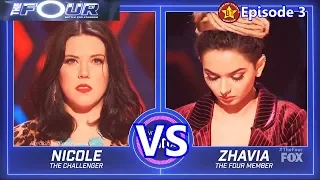 Nicole Boggs vs a VERY SICK Zhavia EPIC SING OFF with Results &Comments The Four 2018 Episode 3