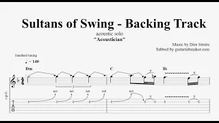 Acoustician - Sultans of Swing solo - guitar backing track - acoustic rhythm guitar chords