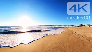 5K Virtual Run background video for Treadmill - Carolina Beach to Kure Beach ocean shore run.