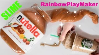 Make Your Own NUTELLA SLIME  ♥ DIY Video ♥ Starbucks Coffee Drink Satisfying  & Easy  Not Edible