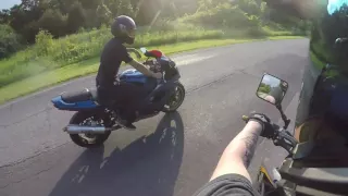 DRZ400 sm and kawasaki 600 BUSTED BY COPS   (almost)