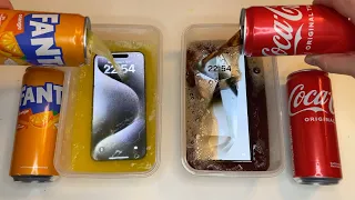 Samsung Galaxy S24 Ultra vs iPhone 15 Pro Max vs Coca Cola vs Fanta FREEZE Test! 24 Hours! WOW!