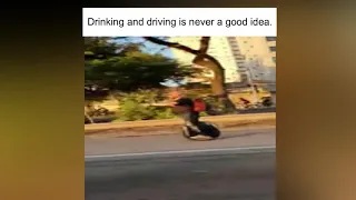 Riding unicycle ends in a crash