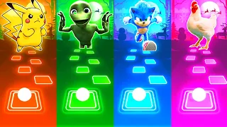 Pikachu vs Alien Dance vs Sonic The Hedgehog vs Chicken | Tiles Hop EDM Rush