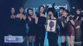 TWICE receiving the "Breakthrough Artist" with speech at Billboard Women in Music Awards 2023