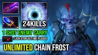 When Your Carry Get 1 Shot By a Support Lich | Unlimited Chain Frost 100% Aghanim Effect Dota 2