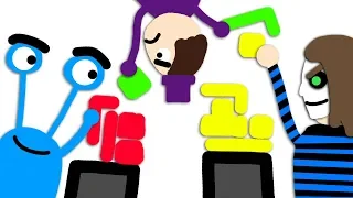 Zombey stört Maudado & GLP beim Klötzchentürme bauen.