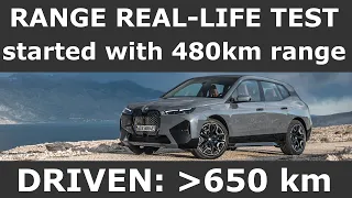 BMW iX xDrive50 range real-life test. OVER 650 km, 400 mi! BMW iX50 105 kWh electric review 1001cars
