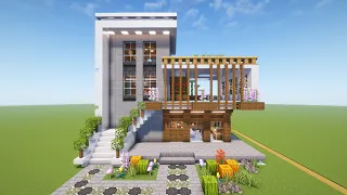 Minecraft: How to build a modern three-storey house - Interior & Exterior Tutorial #7